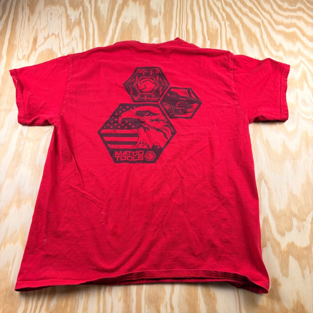 Matco Tools Red Graphic T-Shirt Mens Large Eagle American Flag Mechanic Tee